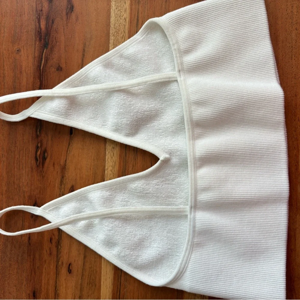 Free People White Ribbed Bralette